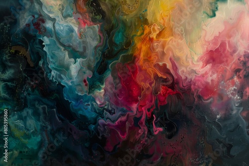 A colorful painting with a lot of different colors and shapes