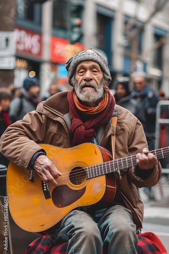 Pouring Their Heart and Soul A Busking Musician Seeks Recognition on a Busy Street Corner