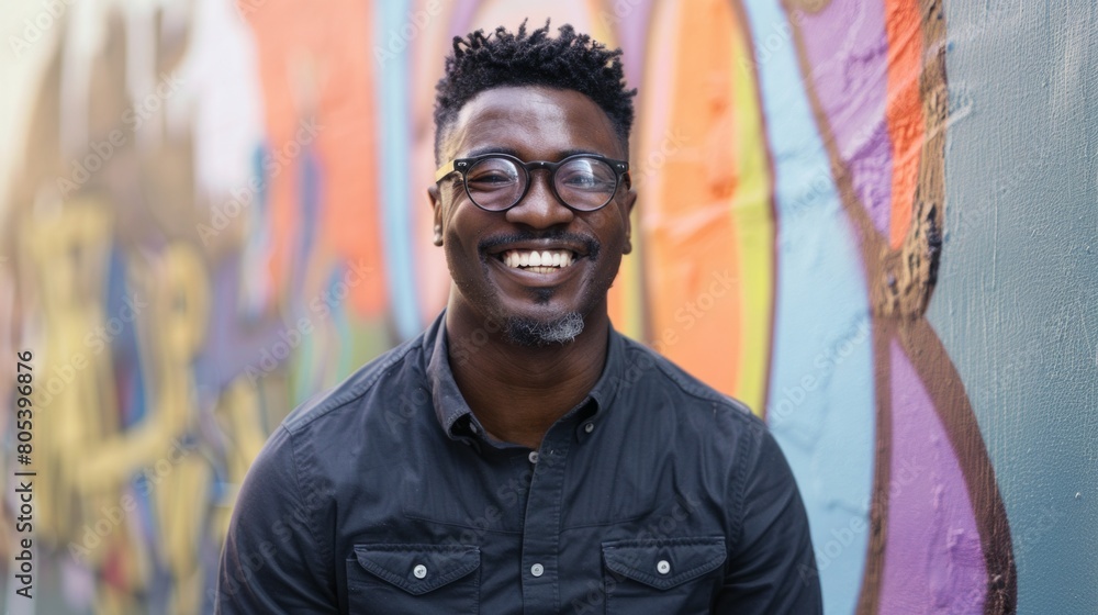 Portrait of african american man standing outdoors.