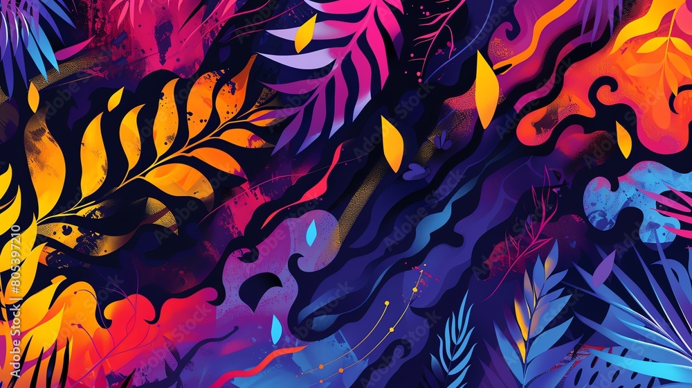 Summer themed abstract background with vibrant colors and playful patterns for Midsummer Summer themed abstract background with vibrant colors and playful patterns for Midsummer