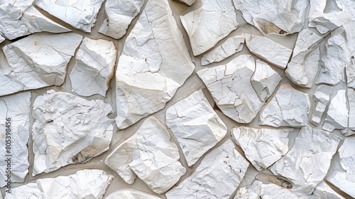 A white stone wall with rough edges