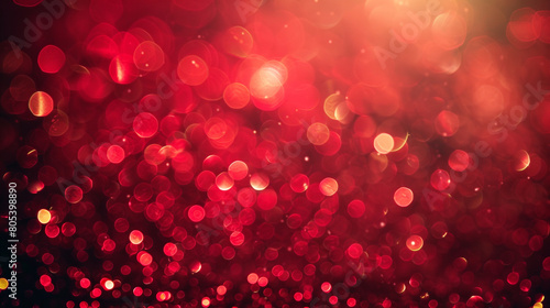 Crimson Red Twinkling Lights on an Abstract Defocused Backdrop, Perfect for Festive Designs