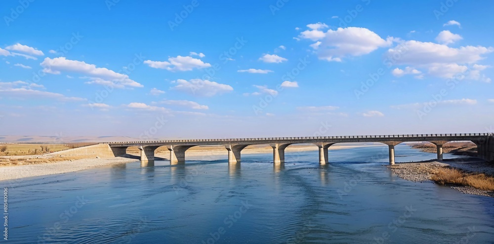 Photo of the Yellow River bridge, the second longest bridge in China.