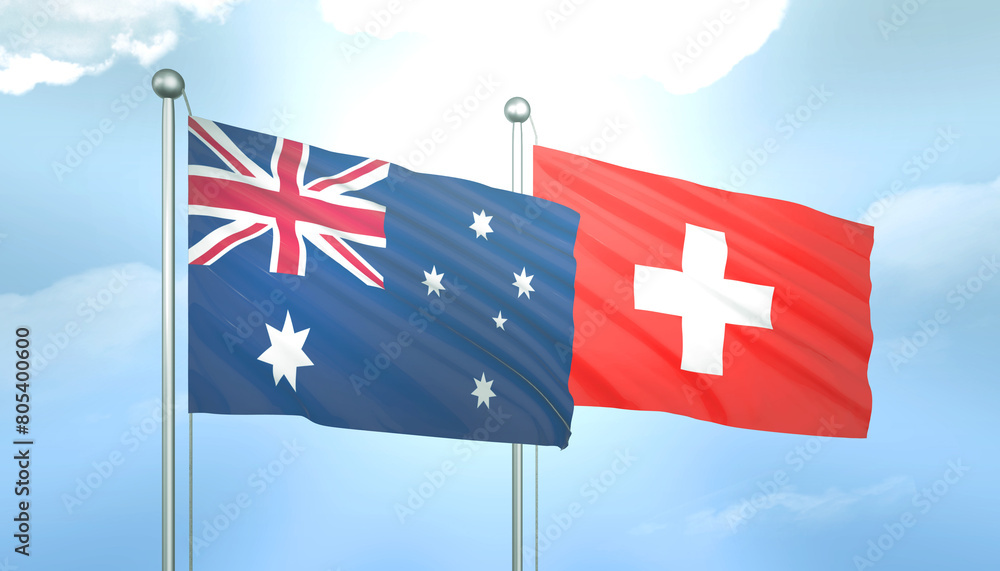 Australia and Switzerland Flag Together A Concept of Relations