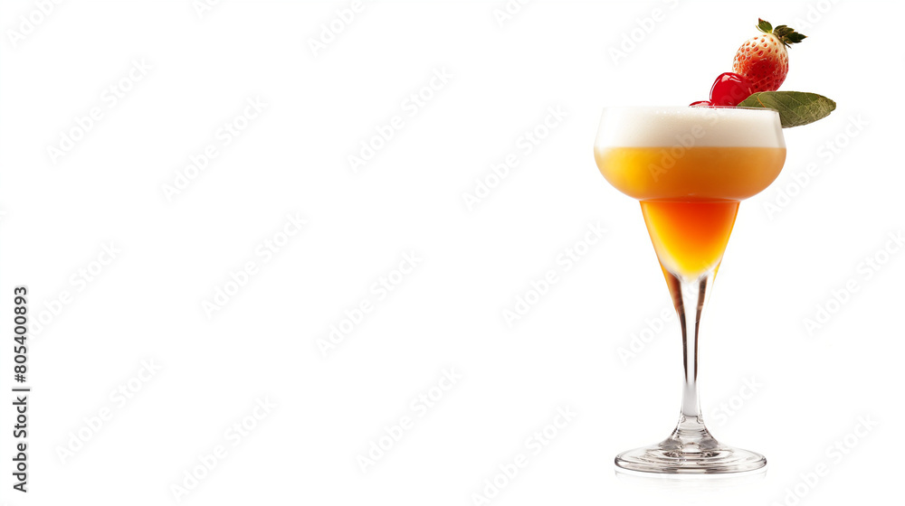 Illustration of a colorful cocktail on a white background, with space for text Illustration of a colorful cocktail on a white background, with space for text