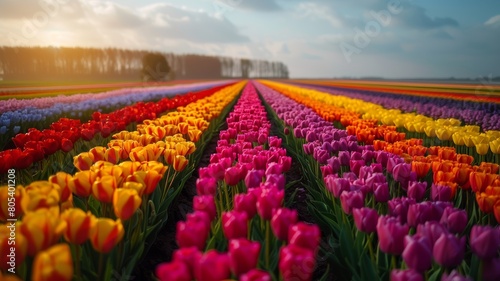 Tulip fields of Holland, a rainbow of flowers