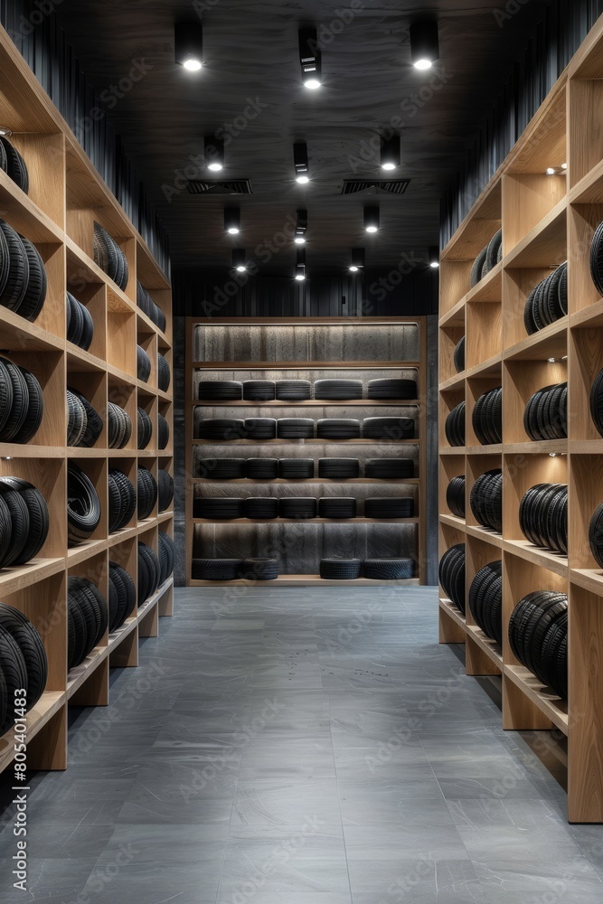 A new tire shop that is neatly arranged