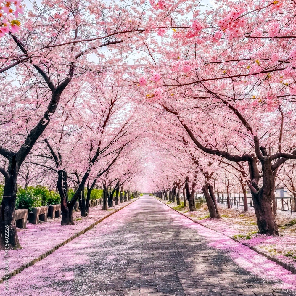 Cherry blossom trees spring in the park Cherry blossom trees spring in the park