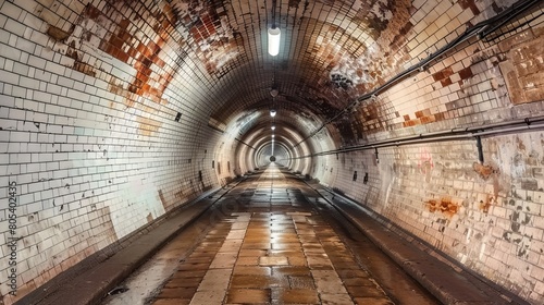 Vintage tiled tunnel with a circular design
