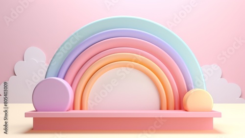 Sweet minimalist 3D podium in cute pastel shades