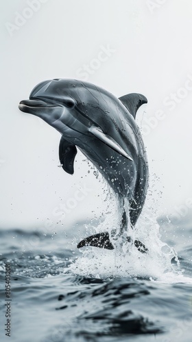 A dolphin is leaping out of the water photo