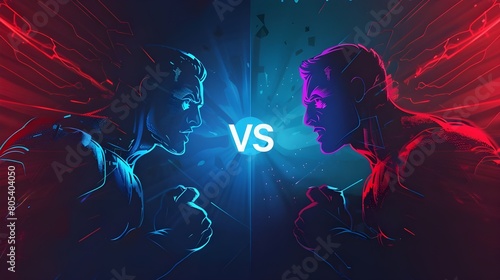 red and blue versus vs battle banner for esport tournament  photo