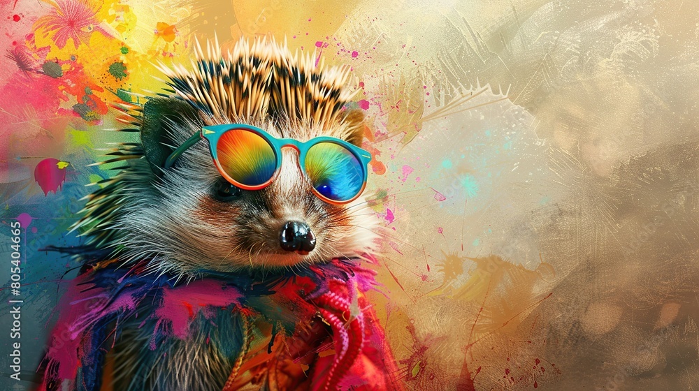 Stylish Spines, Well dressed Hedgehog in Colorful Garb. Generative Ai Stylish Spines, Well dressed Hedgehog in Colorful Garb. Generative Ai