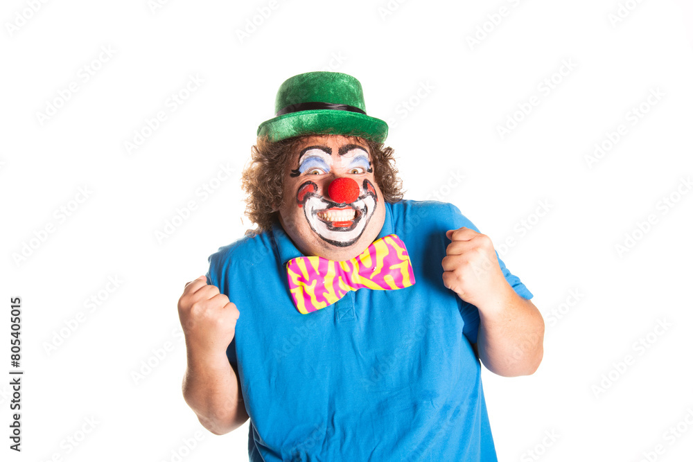 Funny fat clown posing on a white background. Funny fat clown posing on a white background.