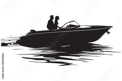 driving speed boat silhouette collection