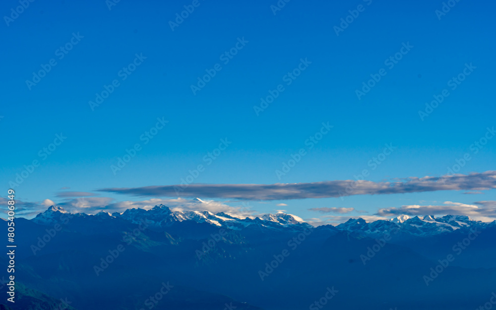 Landscape view of snow covered mountain in Nepal.