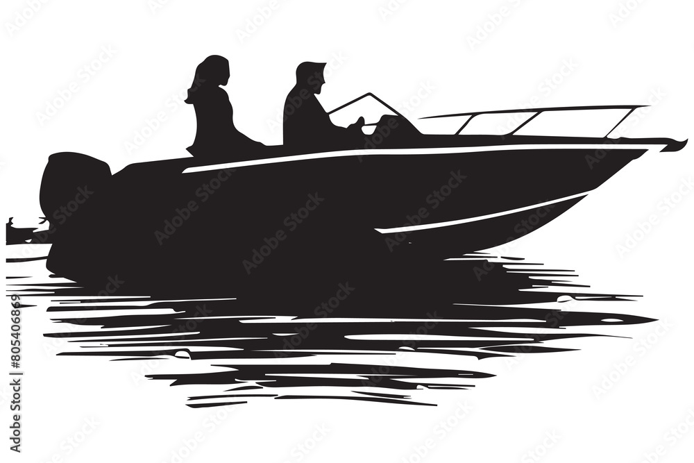 driving speed boat silhouette driving speed boat silhouette