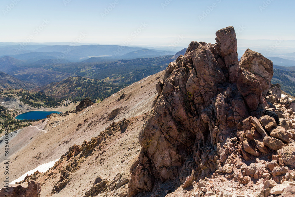 at the highest peak of the lassen mountain in volcanic national park, califronia