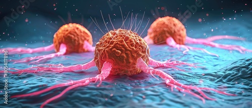 Macro shot of a 3D model showing the spread of metastatic cancer through the body photo