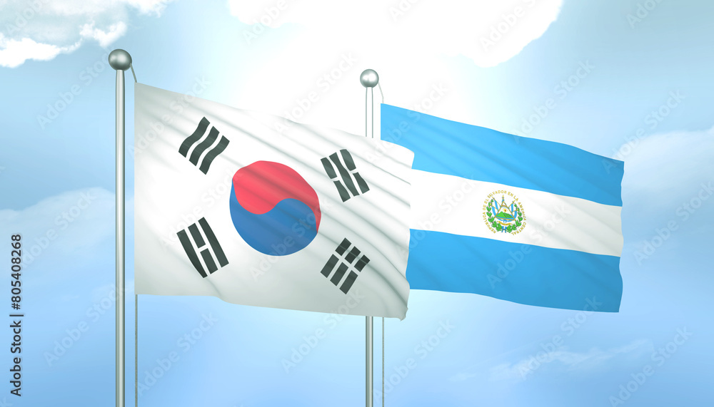 South Korea and El Salvador Flag Together A Concept of Relations