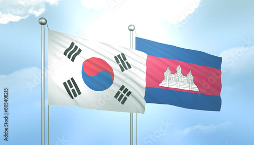 South Korea and Cambodia Flag Together A Concept of Relations