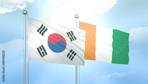 South Korea and Cote Divoire Flag Together A Concept of Relations