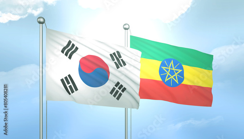 South Korea and Ethiopia Flag Together A Concept of Relations