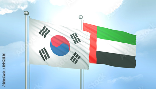 South Korea and UAE Flag Together A Concept of Relations