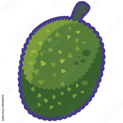 Jackfruit or jak vector illustration, jaca or nangka summer tropical fruits, khanun or khnor, maki mi or may mi, mit flat icon