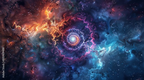 A cosmic dance of vibrant colors and stars in the vast universe