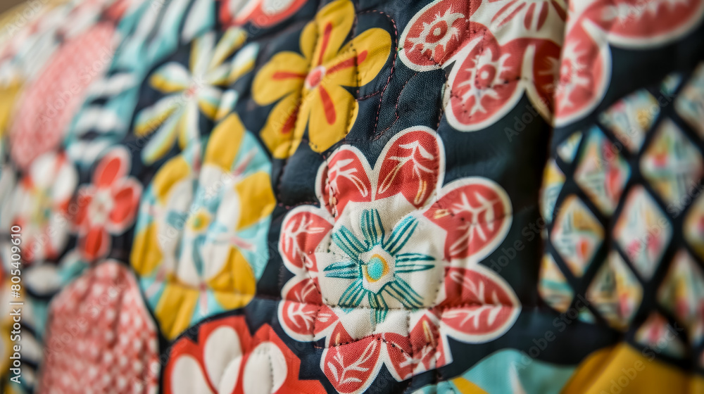 Fototapeta premium A close-up of retro patterns and colors, evoking a sense of nostalgia and vintage charm