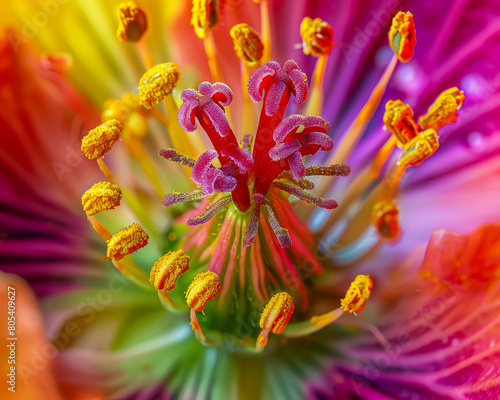 Superblooms A macro view of colorful superblooms in full bloom, showcasing the intricate details of each petal and stamen photo