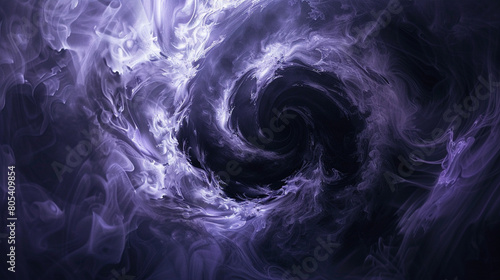 A whirling smoke vortex in shades of black and deep purple, drawing the viewer into its mysterious center. photo