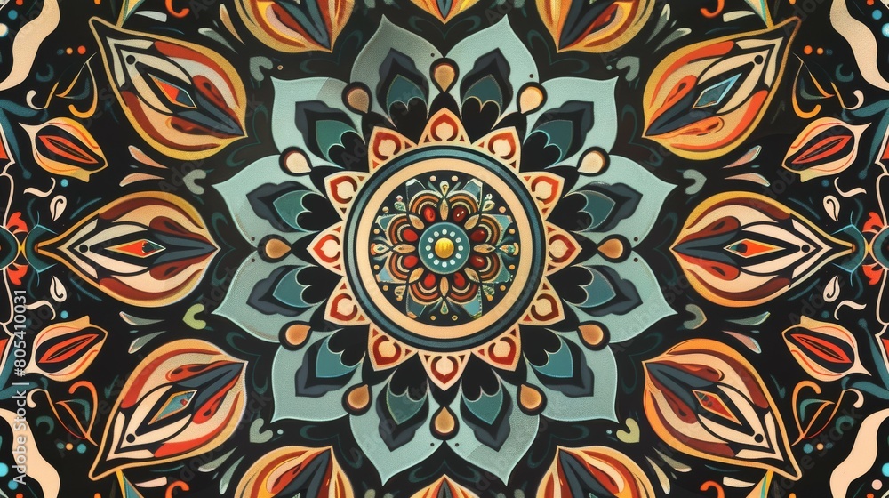 A mesmerizing mandala pattern in vibrant colors