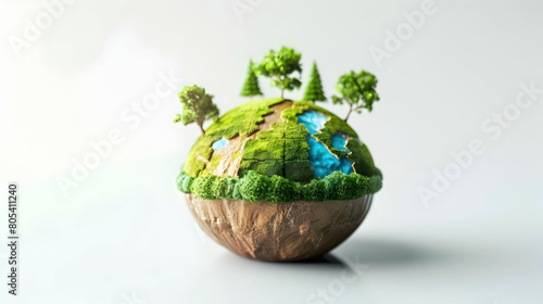 3D Flat Icon of Carbon Conscious Commerce  Businesses Reducing Their Carbon Footprint for a Better Future in Climate Change Theme  Isolated on White Background 