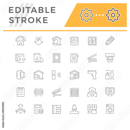 Set line icons of energy audit