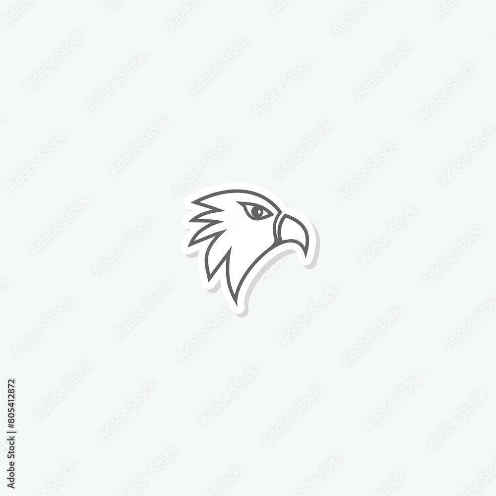 Obraz premium Falcon head icon sticker isolated on gray background
