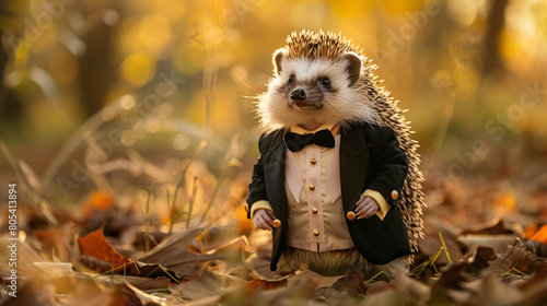 Hedgehog Haute Couture, Elegant Attire for a Prickly Pal --ar 16:9 Job ID: e009e822-35f5-4332-9e54-2a897ef1136e photo