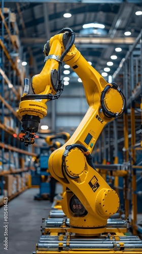 Engineer check and control automation robot arms machine in 10modern warehouse industrial on real time monitoring system software product inspection robotics Network Logistics and