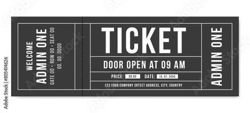 Ticket design template. Simple tickets for events, theater, circus and cinema