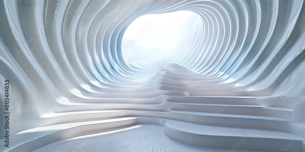 Long Tunnel With White Walls and Light at End Long Tunnel With White Walls and Light at End