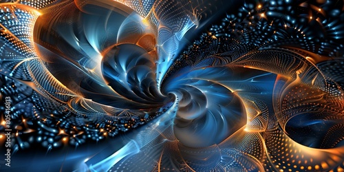 Abstract Blue Vortex Design With Glowing Particles and Dynamic Swirls