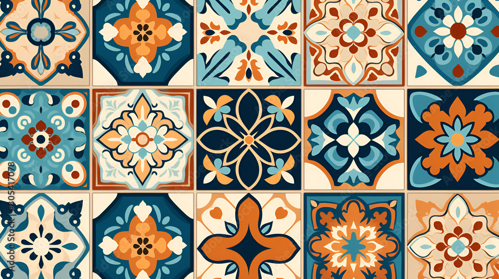 set of patterns with flowers