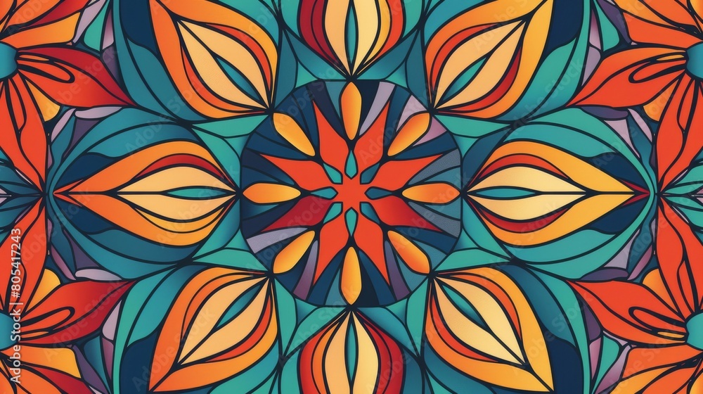 Vibrant kaleidoscope of abstract floral patterns Vibrant kaleidoscope of abstract floral patterns