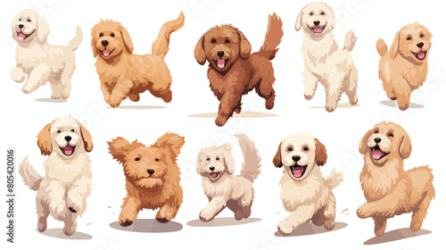 Set of cute playful Goldendoodles and Labradoodles.
