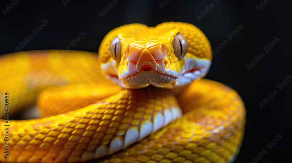 Snake closeup on black background Snake closeup on black background