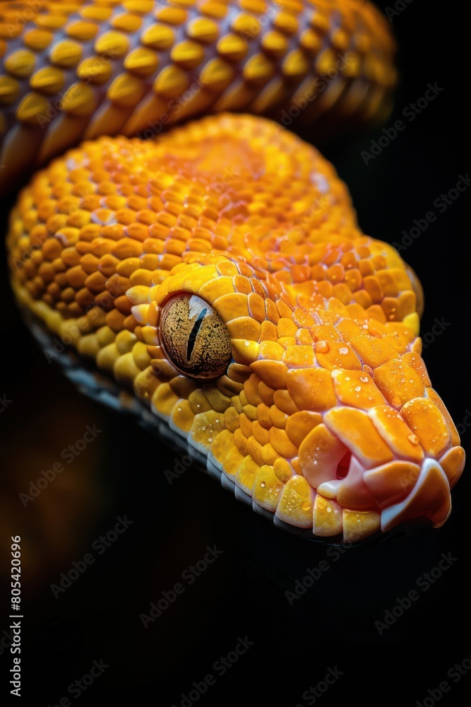 Snake closeup on black background Snake closeup on black background