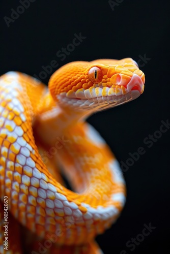 Snake closeup on black background