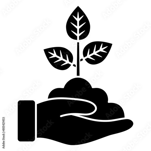 save nature. plant in hand icon