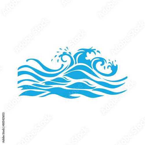 Blue sea waves icon on a white background. vector illustration design.